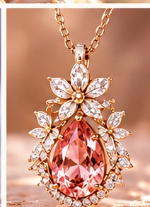 Blossom Flame pendant in yellow gold with diamonds